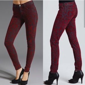 J Brand Red Brocade jeans